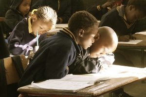 Children learning at desks
