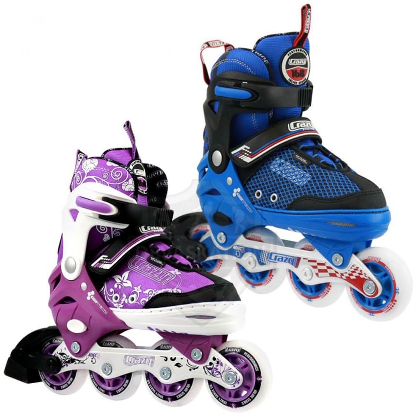 Crazy Skates Adjustable Inline Skates with Light Up Wheels Roller Blades for Girls and Boys Model 168 Available in Two Colors 
