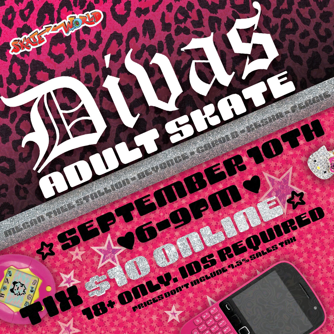 Divas adult skate fb insta fetch Graphic for our homeschool skates for the 2025 through 2026 academic school year.